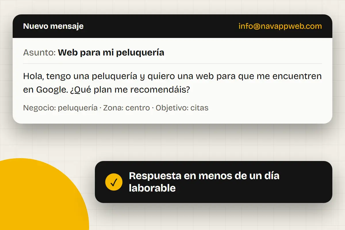 Ejemplo de correo que nos escribe un cliente para pedir una web