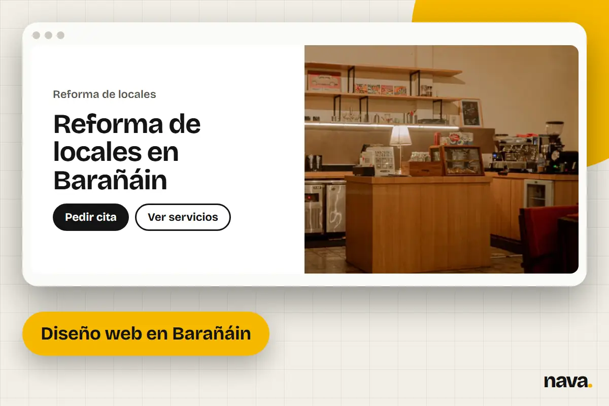 Maqueta de la web de un negocio de reforma de locales en Barañáin