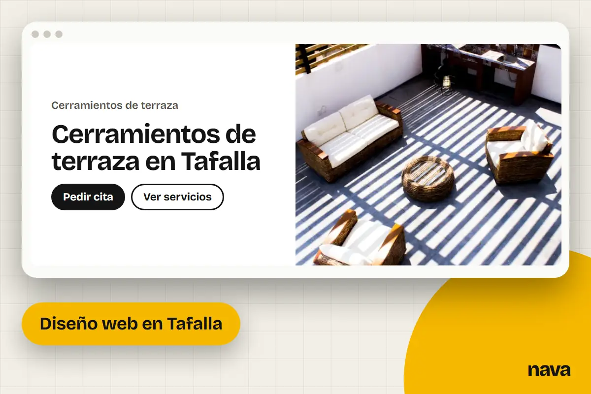 Maqueta de la web de un negocio de cerramientos de terraza en Tafalla
