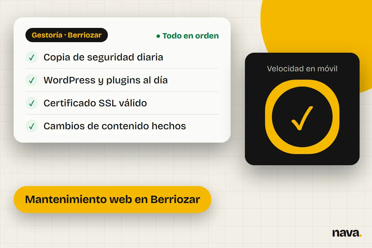 Panel de mantenimiento web de un negocio de gestoría de Berriozar