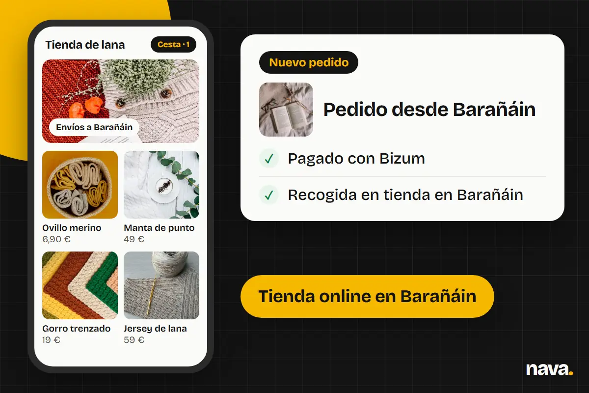Tienda online en el móvil con un pedido de Barañáin