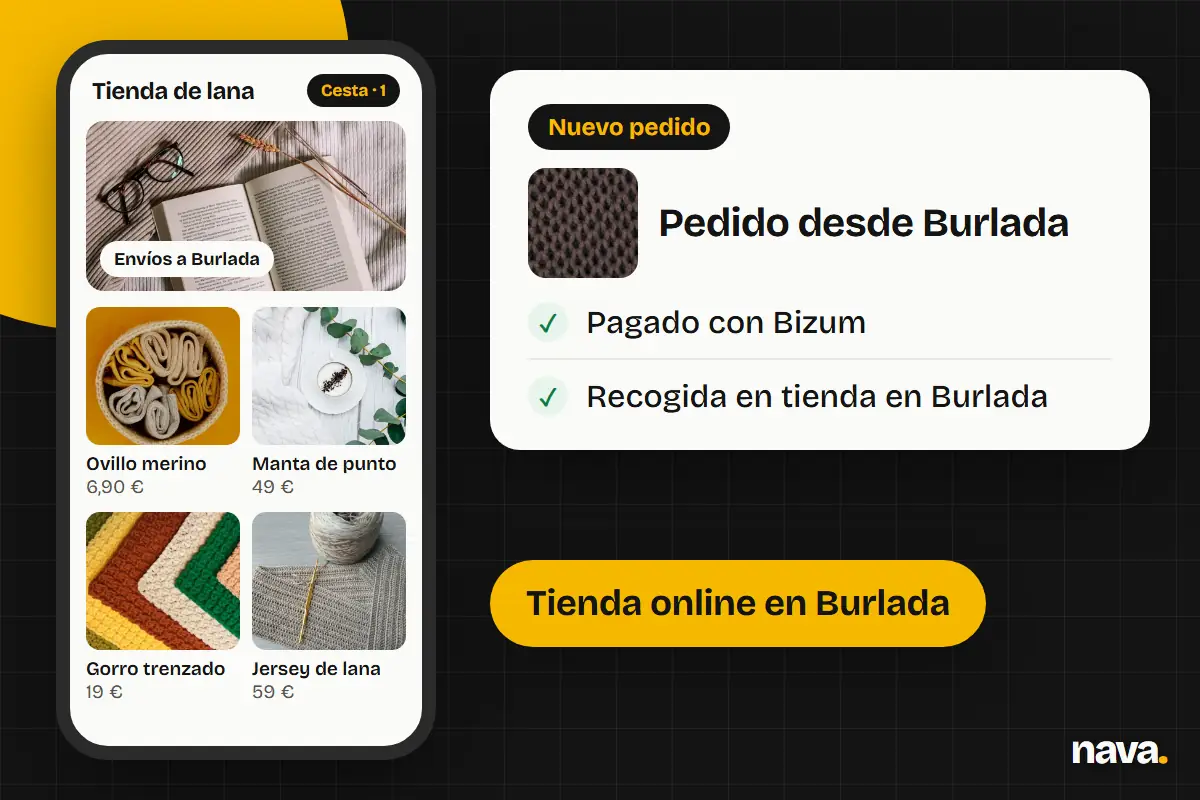 Tienda online en el móvil con un pedido de Burlada