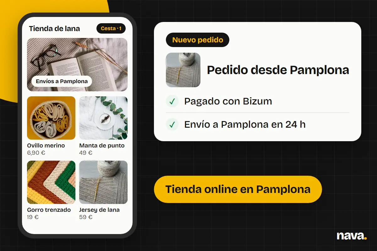 Tienda online en el móvil con un pedido de Pamplona