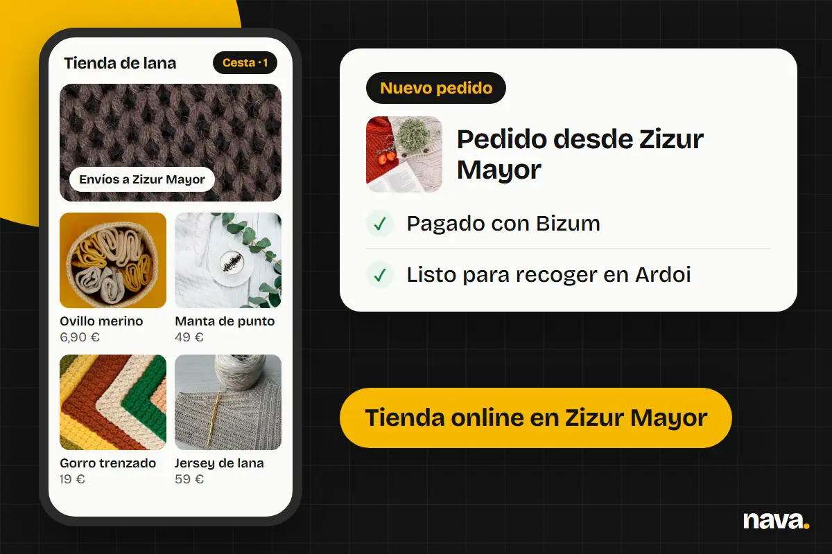 Tienda online en el móvil con un pedido de Zizur Mayor
