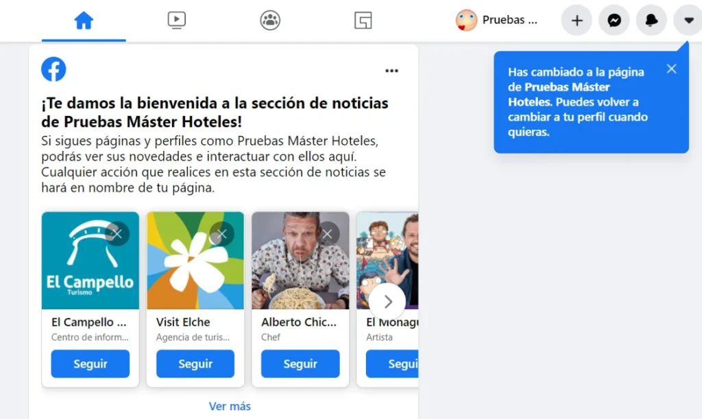 sección de noticias facebook